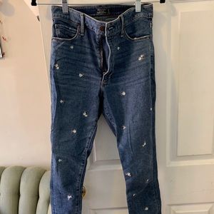 Abercrombie & Fitch Floral High Rise Ankle Jeans